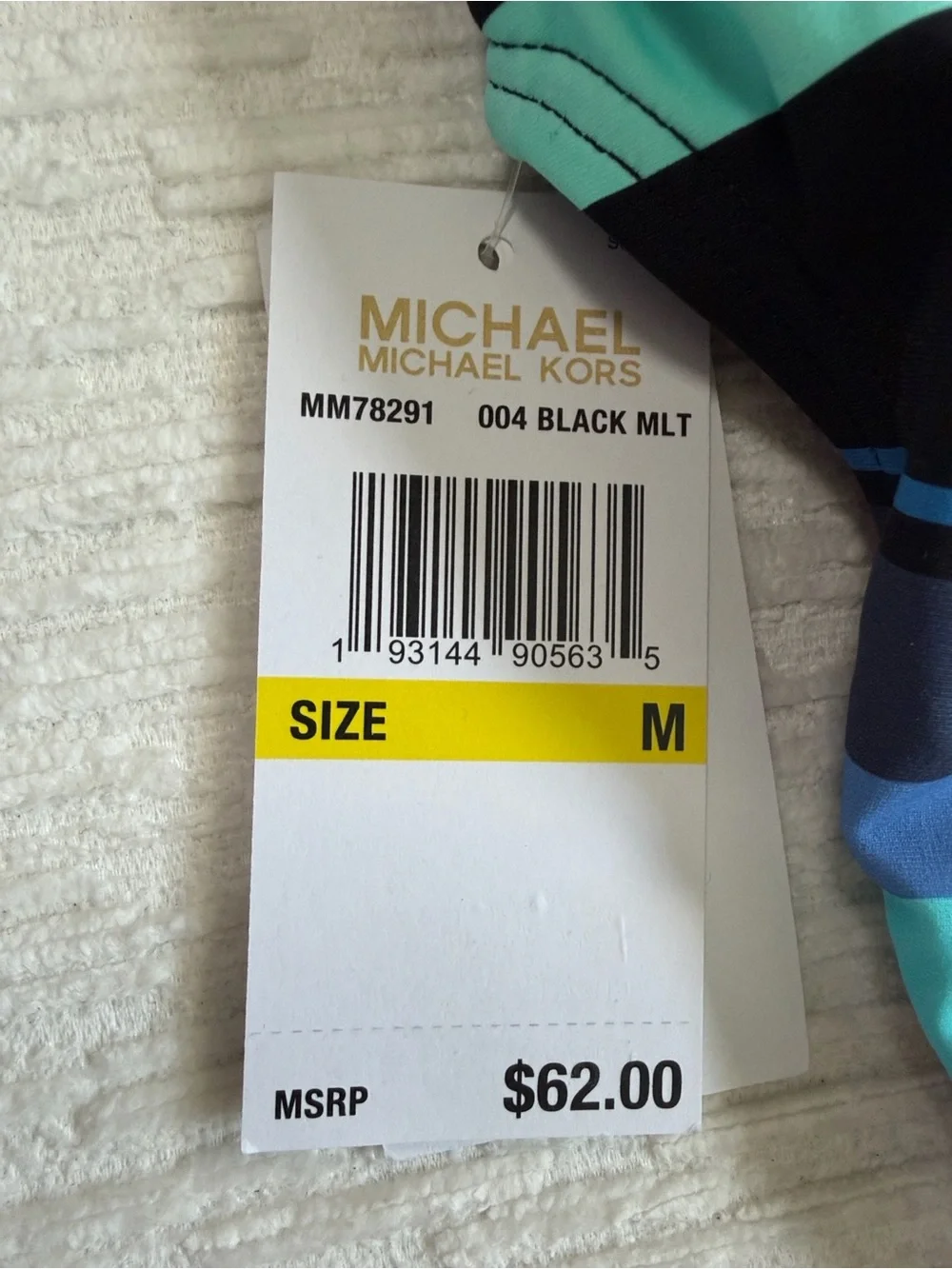 Michael Kors Striped High-Leg Bikini Bottom - Black Multi NWT